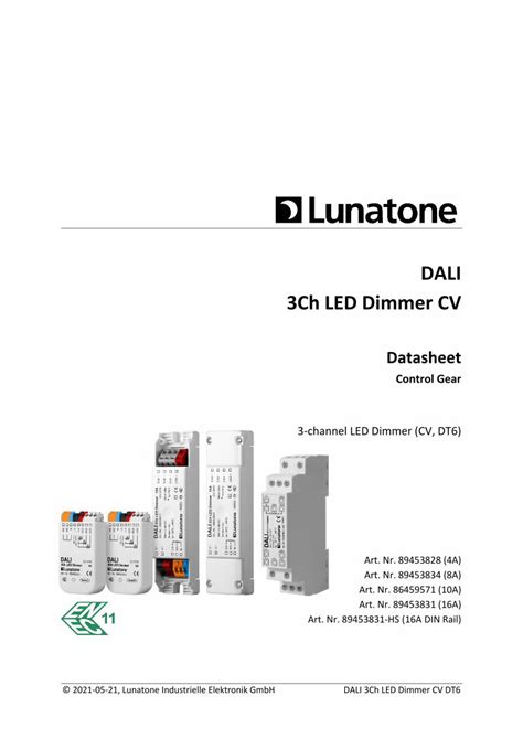 PDF DALI 3Ch LED Dimmer CV DT6 Lunatone DOKUMEN TIPS