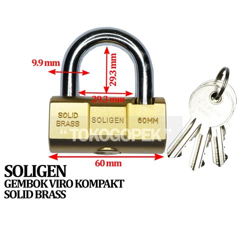 Jual SOLIGEN GEMBOK KUNINGAN KOMPAKT 60MM GEMBOK PAGAR SOLIGEN