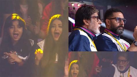 Aishwarya Rai Amitabh Aaradhya Turn Cheerleaders For Abhishek S