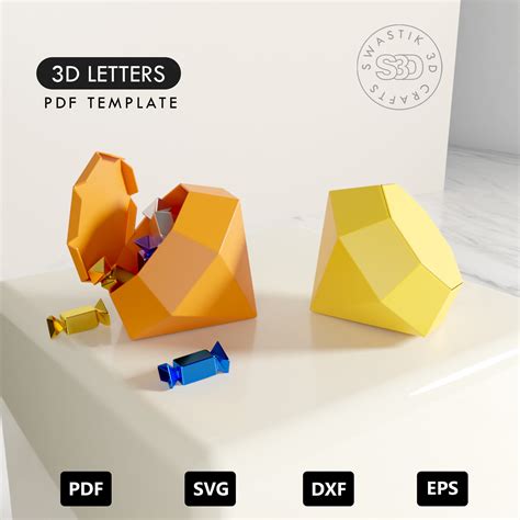 ArtStation - 3D Diamond Gift Box Paper craft Template , Diamond Gift Box, Chocolate Box Template ...