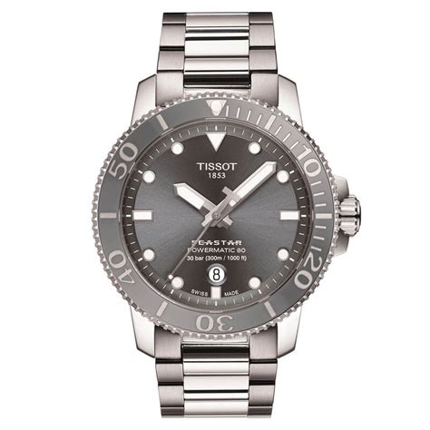 Tissot Seastar 1000 Powermatic 80 Gray Steel Auto Watch 43mm