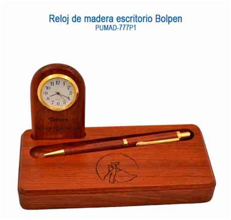 Reloj de madera escritorio bolpen Publimarkca Artículos Promocionales