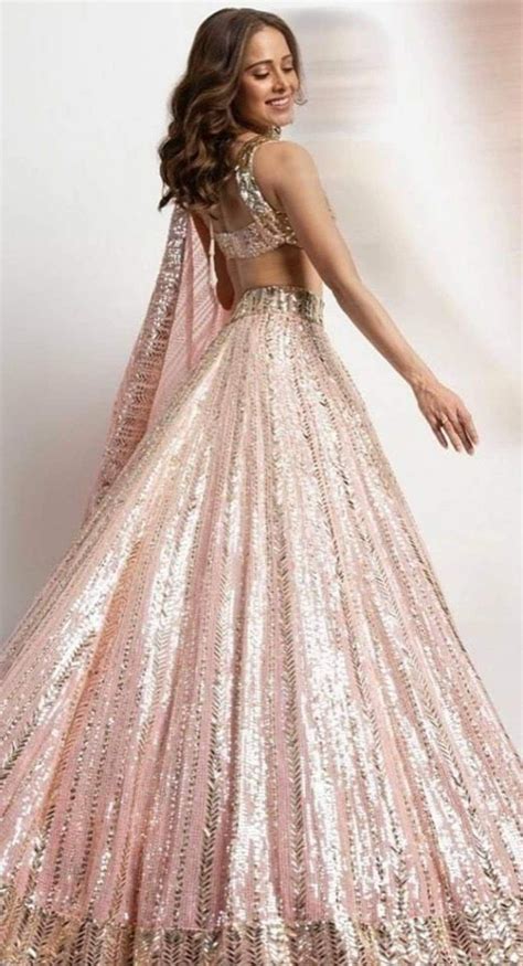 An Absolutely Stunning Pink Sequin Lehenga Made To Your Measurements