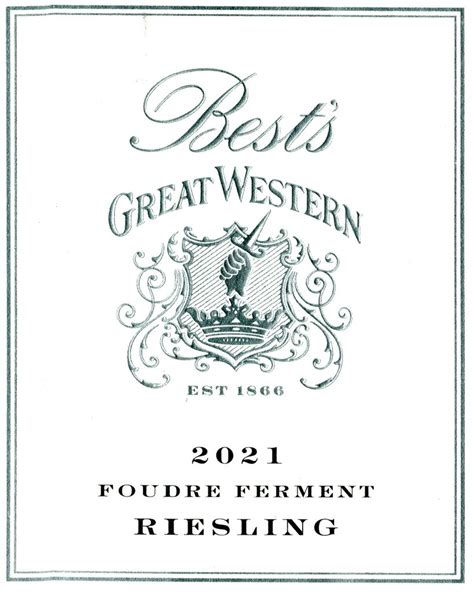 2021 Best S Great Western Riesling Foudre Ferment Australia Victoria