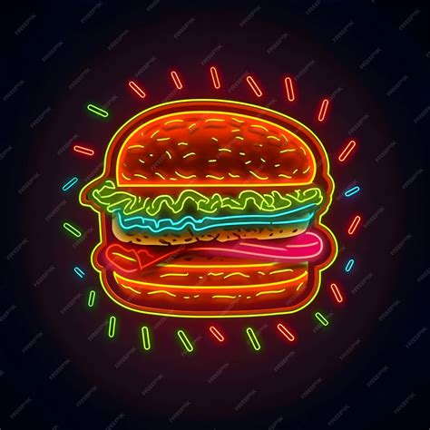 Premium Ai Image Neon Burger Logo On Dark Background