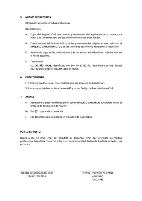 Declaraci N Judicial De Muerte Presunta Pdf Descarga Gratuita