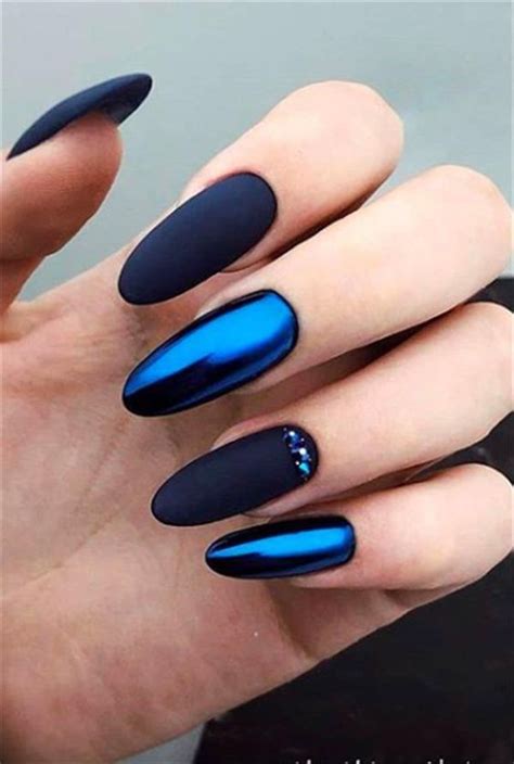 Black And Blue Nails Cobalt Blue Nails Blue Chrome Nails Tiffany