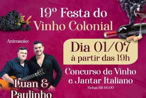 Festa do vinho e concurso de vinhos coloniais acontece neste sábado 01