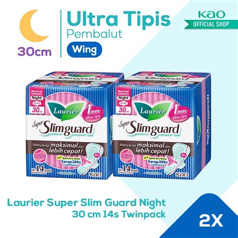 Jual Laurier Super Slimguard Pembalut Wanita Night Slim Breathable 30cm