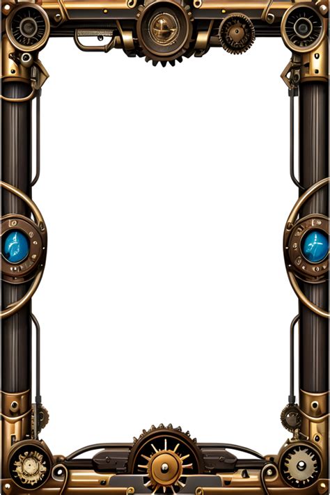 Steam Punk Border Frame PNG Transparent Background Ai Generative