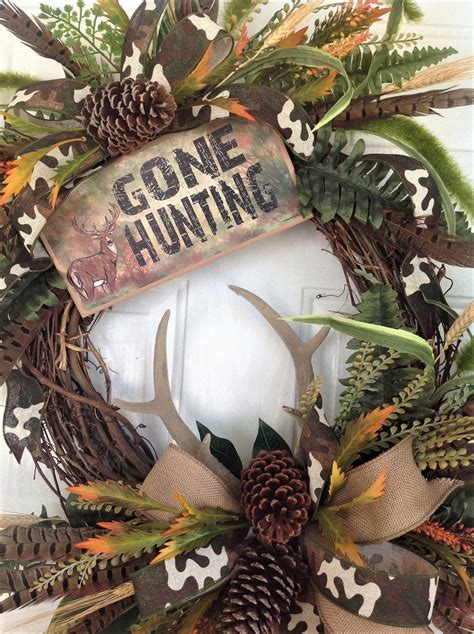 Hunting Wreath For Front Door Wreath For Cabin Deer Etsy Hunting