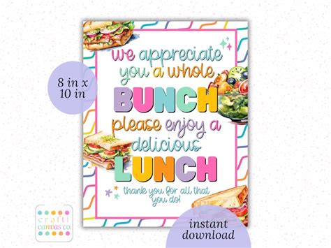 Lunch Appreciation 8x10 Printable Sign Teacher Employee Appreciation