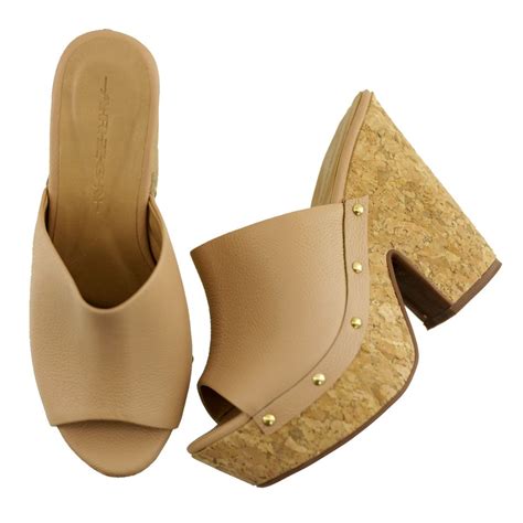 Tamanco Feminino Nude Salto Anabela Plataforma