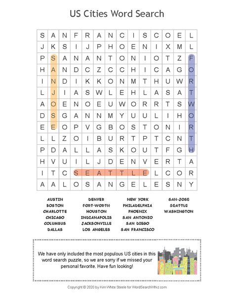 Us Cities Word Search