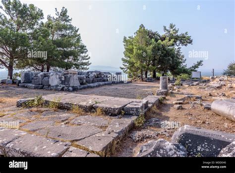 View Of Ancient Greek City In Priene Soke Aydin Turkey Stock Photo Alamy