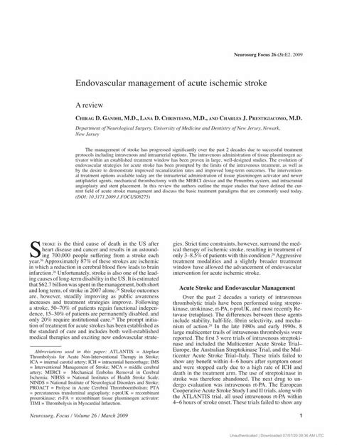 PDF Endovascular Management Of Acute Ischemic Stroke Cooperative