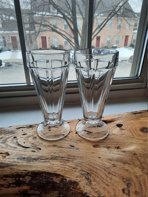 Vintage Glass Sundae Glasses Dessert Cups Set Of 2 Etsy