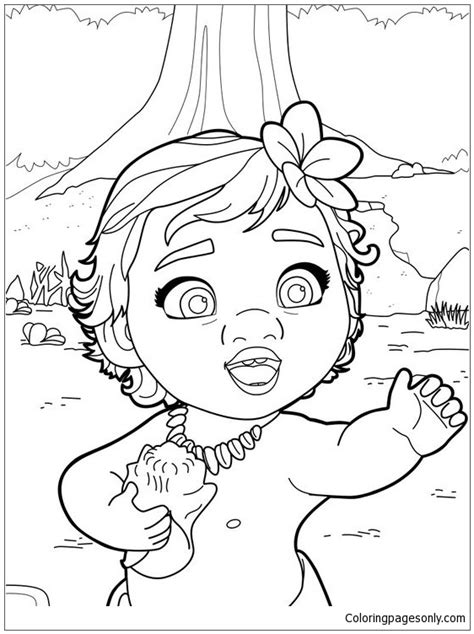 Baby Moana Princess Coloring Page - Free Printable Coloring Pages