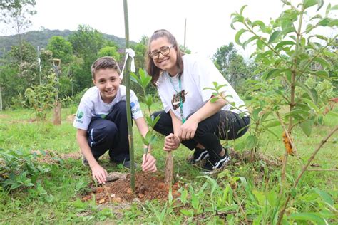 Alunos do projeto Monitorando Rios plantam mudas de árvores frutíferas