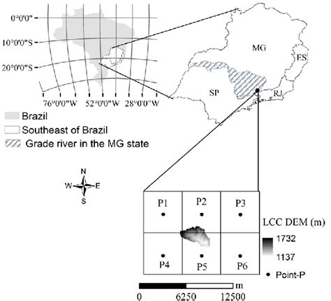 Location Topography And Eta Model Grid Boxes Around LCC Catchment