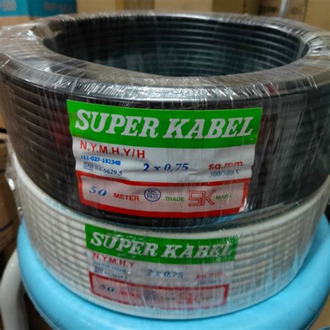 Jual Kabel Listrik NYYHY NYMHY 2x0 75 Serabut Putih Hitam 50M Rollan