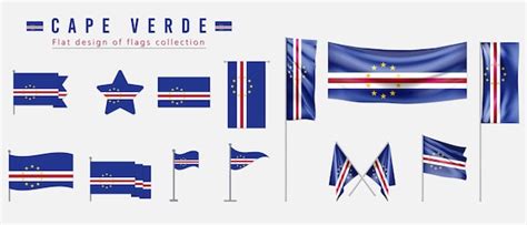 Design Plano Da Bandeira De Cabo Verde Da Cole O De Bandeiras Vetor