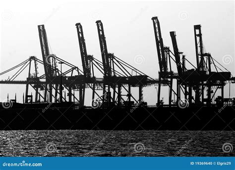 Cranes Ship Cargo stock photo. Image of container, harbor - 19369640