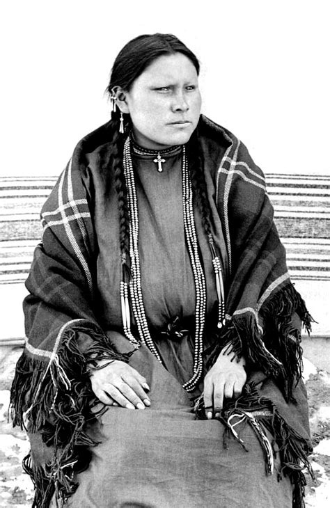 She Went Through A Crowd A Native American Sioux Woman Posed Outside On A Fur Skin Rug