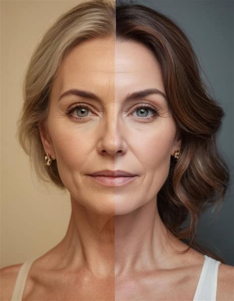 Premium Photo Before And After Portrait Of Mature Woman Retouched