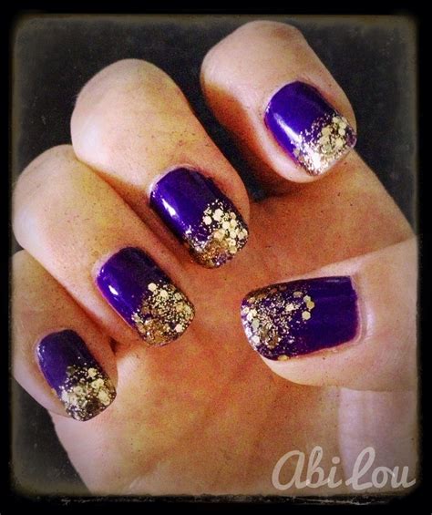 Purple And Gold Glitter Hombre Polish Purple Nails Gold Nails Nails