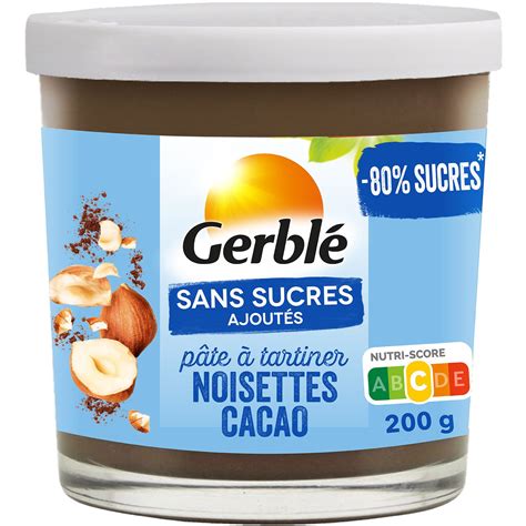 Pâte à tartiner noisettes caco sans sucres ajoutés GERBLE le pot de