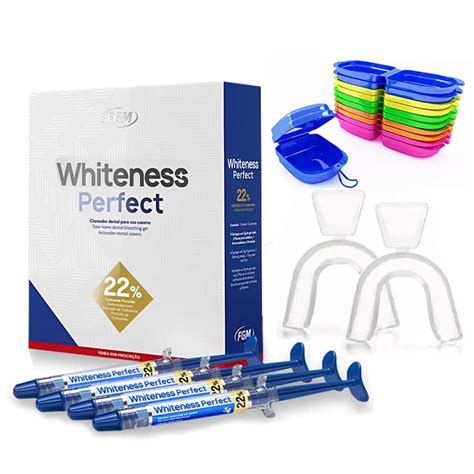 Kit Clareador Dental Whiteness Perfect 22 Par De Moldeiras