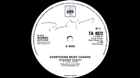 Paul Young Everything Must Change Extended Version 1984 Youtube