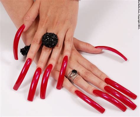 Nope Thats Creepy Curved Nails Long Red Nails Flare Nails