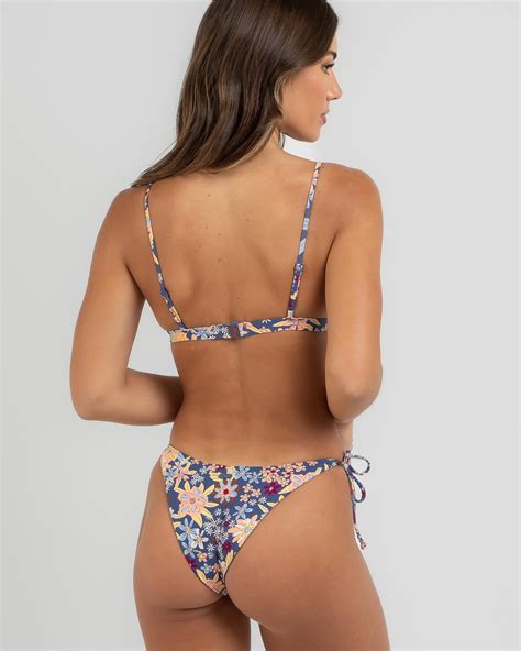 Shop Roxy Beach Classics Fixed Triangle Bikini Top In Bijou Blue New Tropic Flat Fast Shipping