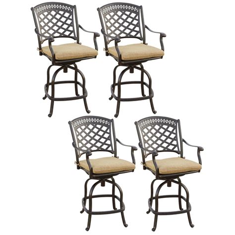 Darlee Sedona 4 Piece Cast Aluminum Patio Swivel Bar Stool Set W