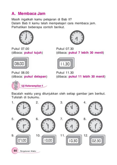 Latihan Soal Essay Pengukuran Waktu Kelas 2 Sd