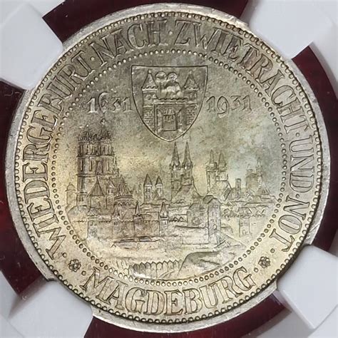 Deutschland Weimarer Republik Germany 3 Mark 1931 A Magdeburg