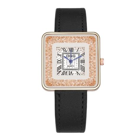 SHARPHY Montre femme quartz chiffres romains diamants cadran carré