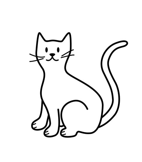 Cat Cartoon Character Of A Pet Vector Illustration Outline Funny Cat