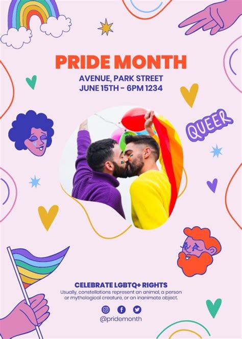 Personalize This Doodle Colorful Pride Month Poster Template Online