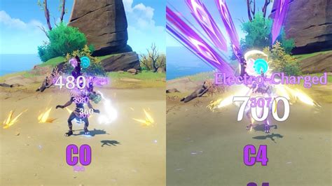 Kuki Shinobu C0 Vs C1 C2 C4 Animation Comparison Genshin Impact Youtube