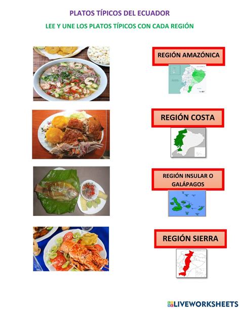 Platos T Picos Del Ecuador Interactive Worksheet Ejercicios