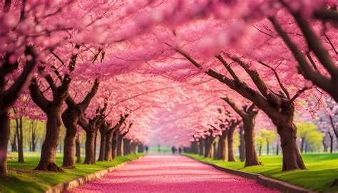 Premium Photo Sakura Cherry Blossoming Alley Wonderful Scenic Park