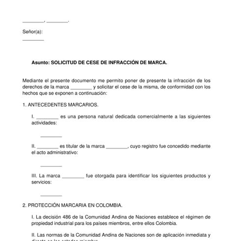 Carta De Cese Y Desistimiento De Uso De Marca Modelo