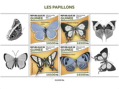 GUINEA 2022 Butterflies Perf 4v Sheet Mint Never Hinged