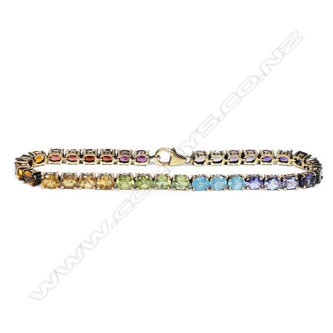 Multistone Silver Gilt Bracelet Bracelets Bangles Jewellery