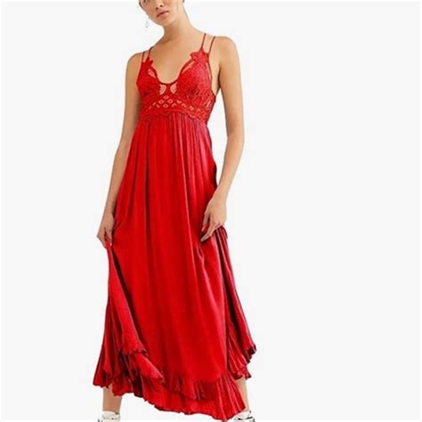 Free People Dresses Free People Adella Red Maxi Slip Dress Poshmark