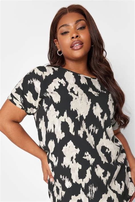 YOURS Plus Size Black Abstract Print Boxy Top Yours Clothing