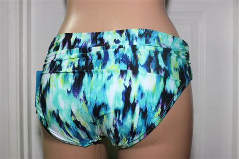 NEW Kenneth Cole Floral Explosion Shirred Hipster Bikini Bottom S Small